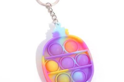 Colorful keychain various shapes mini pop it toy (2)
