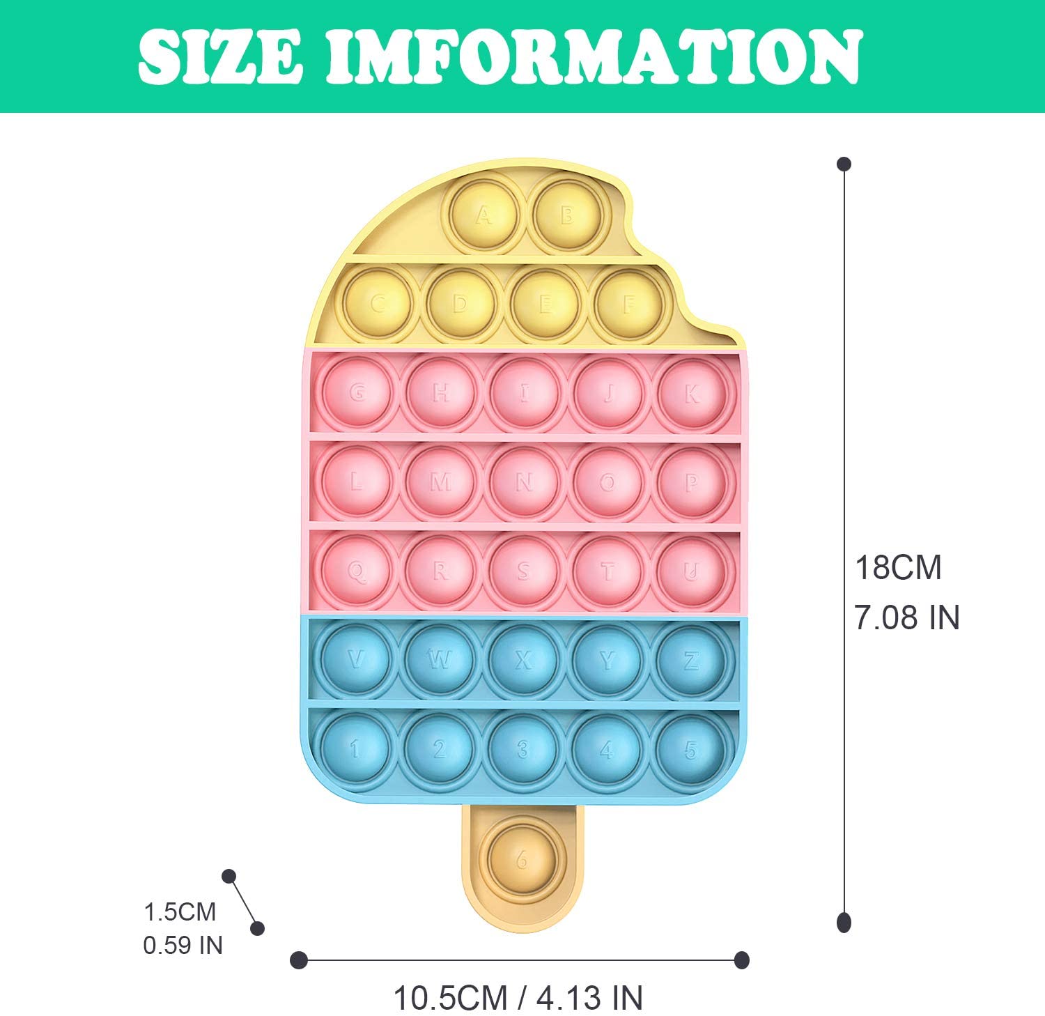 Colorful push bubble ice cream pop it toy Pop It Fidget Toy Wholesale